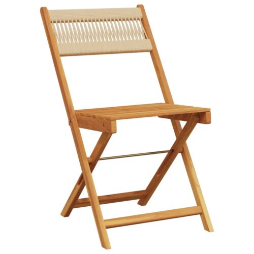 3-Piece Bistro Set Beige Polypropylene Wood Timber Outdoor Patio Furniture - Image 3