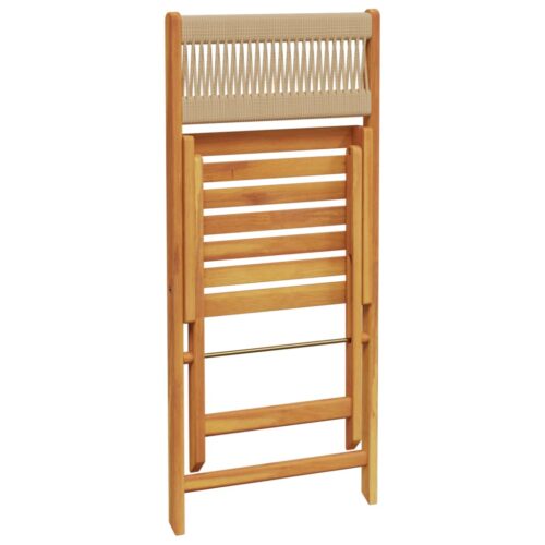 3-Piece Bistro Set Beige Polypropylene Wood Timber Outdoor Patio Furniture - Image 7