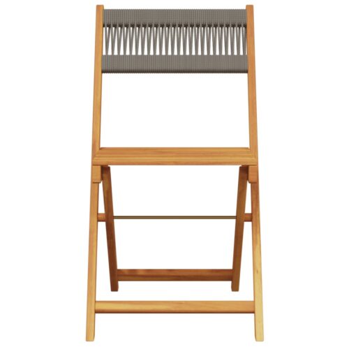 3-Piece Bistro Set Grey Polypropylene Wood Timber Outdoor Patio Furniture - Image 4