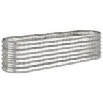 Garden Raised Bed Powder-coated Steel 152x40x36cm Silver