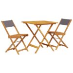 3-Piece Bistro Set Anthracite Fabric Wood Timber Outdoor Patio Furniture