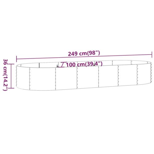 Garden Raised Bed Powder-Coated Steel 249x100x36cm Grey - Image 6
