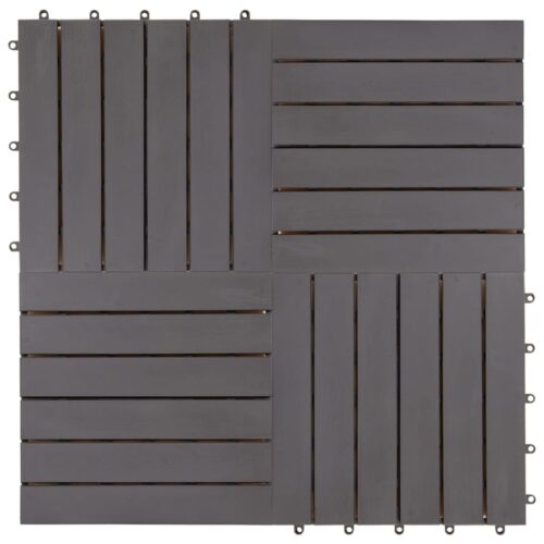 Decking Tiles 10pcs Grey Wash 30x30cm Solid Acacia Wood - Image 3