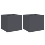 Planters 2pcs Anthracite 32x30x29cm Steel