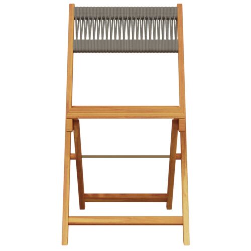 3-Piece Bistro Set Grey Polypropylene Wood Timber Outdoor Patio Furniture - Image 6