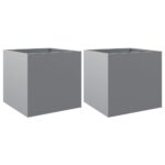 Planters 2pcs Silver 49x47x46cm Galvanised Steel