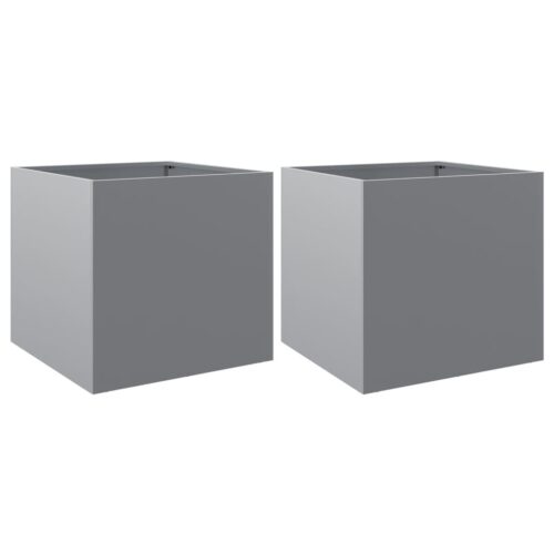 Planters 2pcs Silver 49x47x46cm Galvanised Steel - Image 12