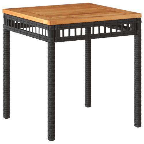 3-Piece Bistro Set Black Poly Rattan Wicker Outdoor Patio Furniture Wood Timber Outdoor Patio Furniture Acacia - Image 6