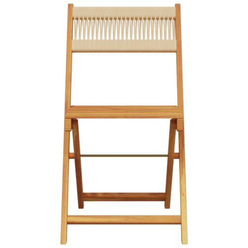 3-Piece Bistro Set Beige Polypropylene Wood Timber Outdoor Patio Furniture - Image 6