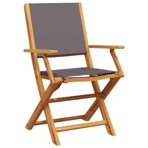 3-Piece Bistro Set Anthracite Fabric Wood Timber Outdoor Patio Furniture - Image 3