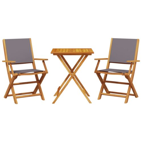 3-Piece Bistro Set Anthracite Fabric Wood Timber Outdoor Patio Furniture - Image 13
