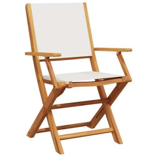 3-Piece Bistro Set Cream White Fabric Wood Timber Outdoor Patio Furniture - Image 3