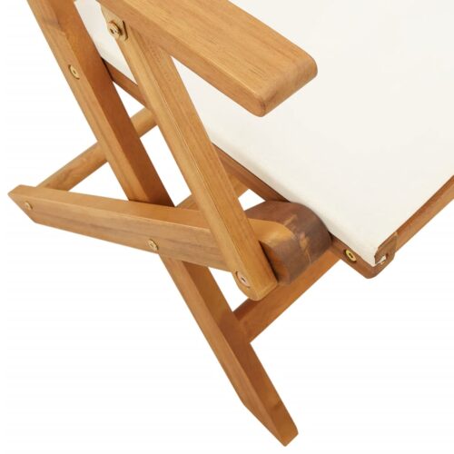 3-Piece Bistro Set Cream White Fabric Wood Timber Outdoor Patio Furniture - Image 9