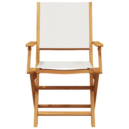 3-Piece Bistro Set Cream White Fabric Wood Timber Outdoor Patio Furniture - Image 6