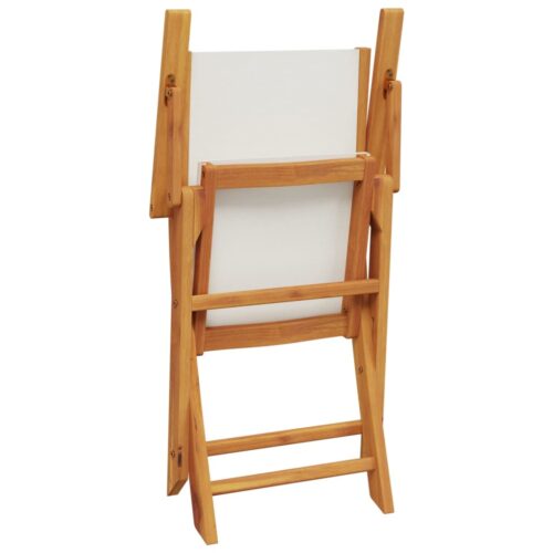 3-Piece Bistro Set Cream White Fabric Wood Timber Outdoor Patio Furniture - Image 8