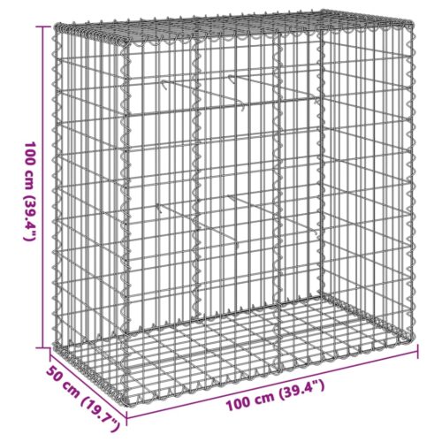 Gabion Basket with Cover 100x50x100cm Galvanised Iron - Image 7