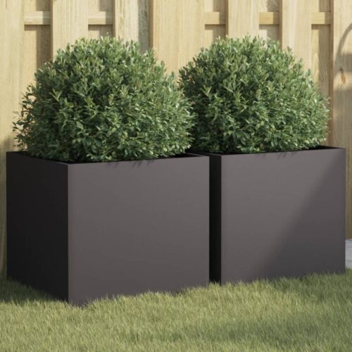 Planters 2pcs Black 42x40x39cm Steel - Image 2