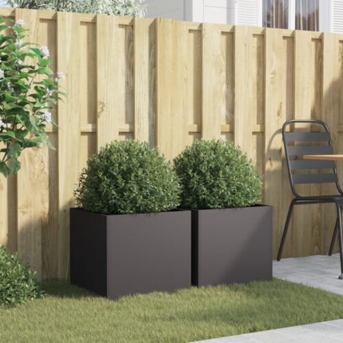 Planters 2pcs Black 42x40x39cm Steel - Image 3