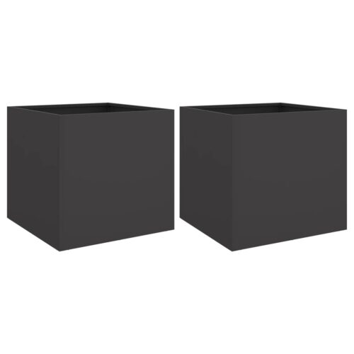 Planters 2pcs Black 42x40x39cm Steel - Image 11