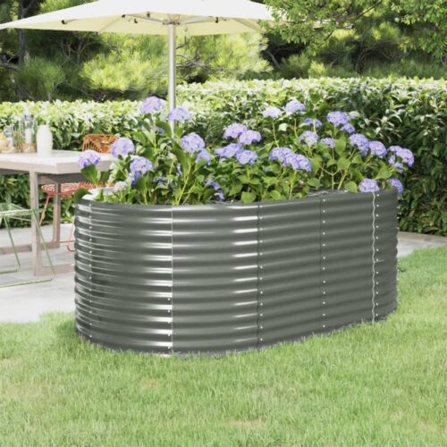 Garden Raised Bed Powder-Coated Steel 175x100x68cm Grey - Image 2