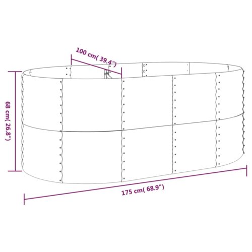 Garden Raised Bed Powder-Coated Steel 175x100x68cm Grey - Image 6