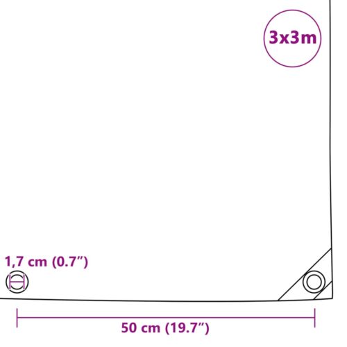 Tarpaulin 650g/m² 3x3m Grey Heavy Duty Camping Poly Tarps Cover - Image 6