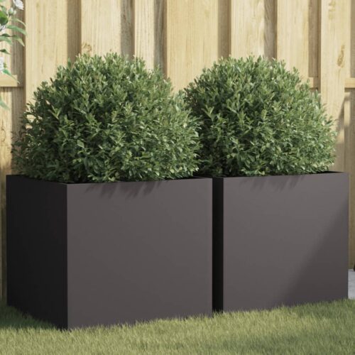 Planters 2pcs Black 49x47x46cm Steel - Image 2