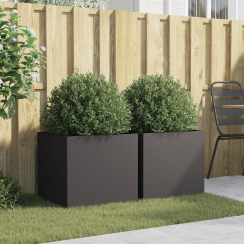 Planters 2pcs Black 49x47x46cm Steel - Image 3