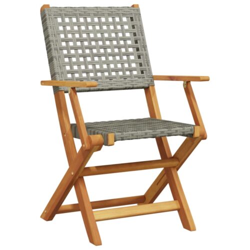 3-Piece Bistro Set Grey Poly Rattan Wicker Outdoor Patio Furniture Wood Timber Outdoor Patio Furniture - Image 3