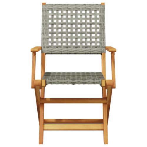 3-Piece Bistro Set Grey Poly Rattan Wicker Outdoor Patio Furniture Wood Timber Outdoor Patio Furniture - Image 4