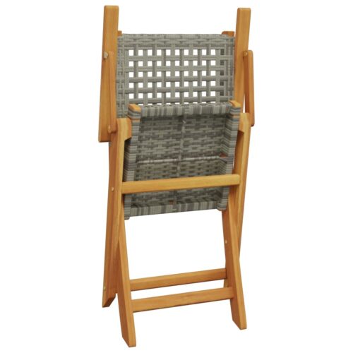 3-Piece Bistro Set Grey Poly Rattan Wicker Outdoor Patio Furniture Wood Timber Outdoor Patio Furniture - Image 7