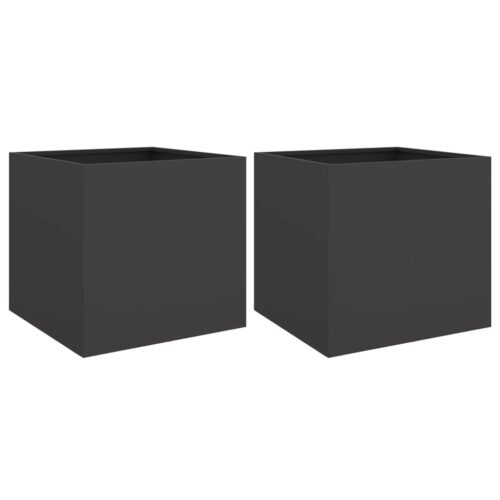 Planters 2pcs Black 49x47x46cm Steel - Image 12