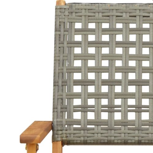 3-Piece Bistro Set Grey Poly Rattan Wicker Outdoor Patio Furniture Wood Timber Outdoor Patio Furniture - Image 10