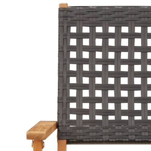 3-Piece Bistro Set Black Poly Rattan Wicker Outdoor Patio Furniture Wood Timber Outdoor Patio Furniture - Image 10