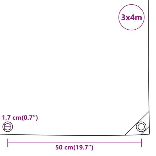 Tarpaulin Anthracite 3x4m 650g/m² Heavy Duty Camping Poly Tarps Cover - Image 10