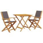 3-Piece Bistro Set Anthracite Fabric Wood Timber Outdoor Patio Furniture