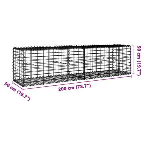 Gabion Basket with Cover 200x50x50cm Galvanised Iron - Image 7