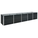 Raised Garden Bed Galvanised Steel Grey Herb Veggies Box Pot Planter Anthracite 400x80x45cm