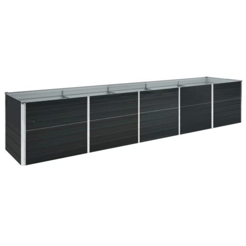 Raised Garden Bed Galvanised Steel Grey Herb Veggies Box Pot Planter Anthracite 400x80x45cm