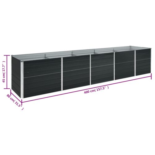Raised Garden Bed Galvanised Steel Grey Herb Veggies Box Pot Planter Anthracite 400x80x45cm - Image 6