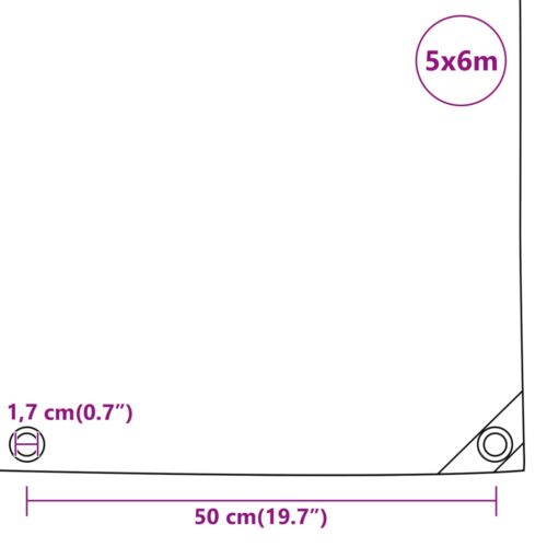 Tarpaulin Anthracite 5x6m 650g/m² Heavy Duty Camping Poly Tarps Cover - Image 10