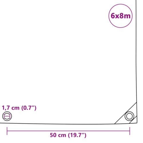 Tarpaulin 650g/m² 6x8m Grey Heavy Duty Camping Poly Tarps Cover - Image 6