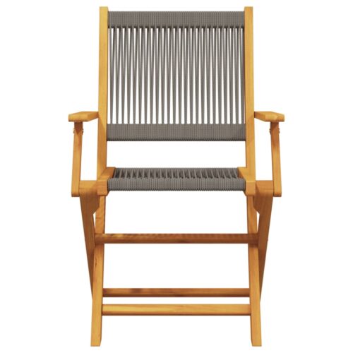 3-Piece Bistro Set Grey Polypropylene Wood Timber Outdoor Patio Furniture - Image 4