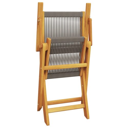 3-Piece Bistro Set Grey Polypropylene Wood Timber Outdoor Patio Furniture - Image 7