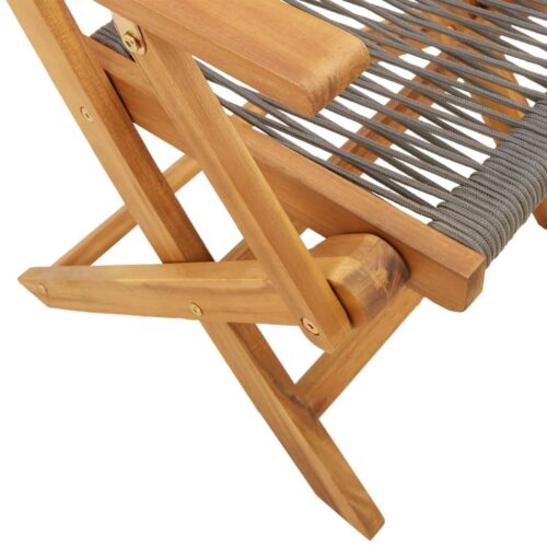 3-Piece Bistro Set Grey Polypropylene Wood Timber Outdoor Patio Furniture - Image 9