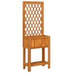 Planter with Trellis Shelf 55x29.5x152cm Solid Wood Acacia