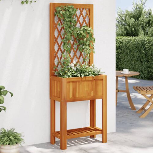 Planter with Trellis Shelf 55x29.5x152cm Solid Wood Acacia - Image 2