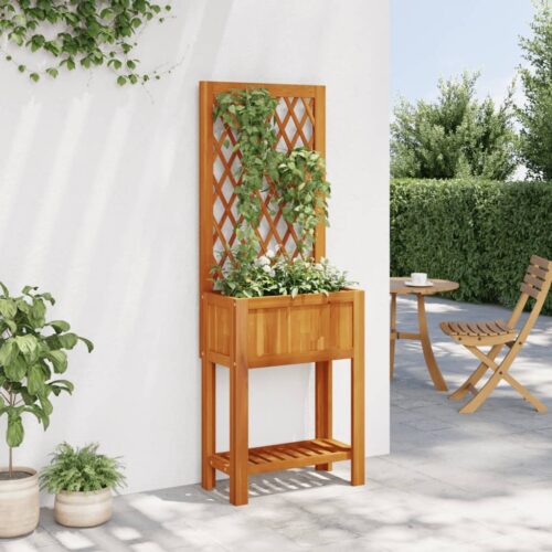 Planter with Trellis Shelf 55x29.5x152cm Solid Wood Acacia - Image 3