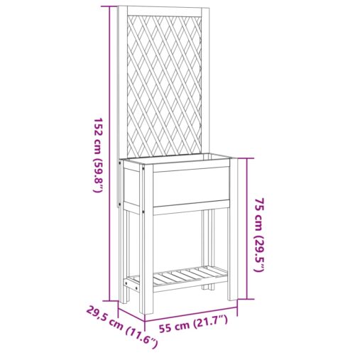 Planter with Trellis Shelf 55x29.5x152cm Solid Wood Acacia - Image 8