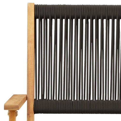 3-Piece Bistro Set Black Polypropylene Wood Timber Outdoor Patio Furniture - Image 10